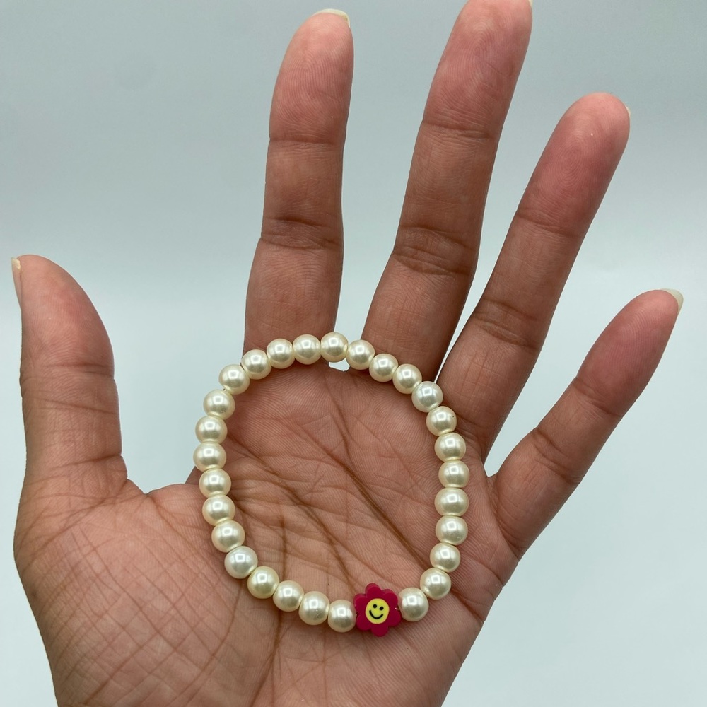 Handmade Trendy Y2K Inspired Faux Pearl Glass Bead Stretch Bracelet